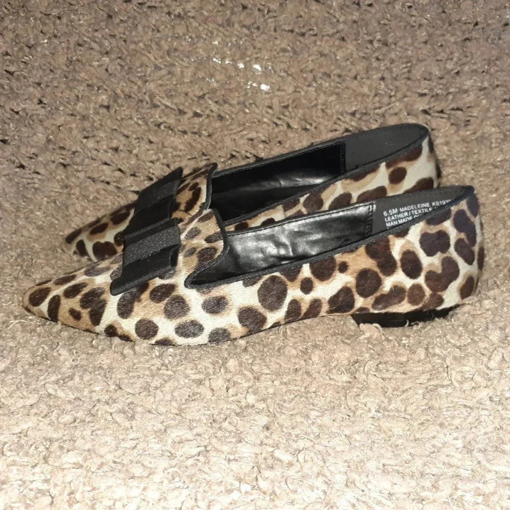 KENSIE-Leopard Pattern Calf Hair Ballet Flats - Picture 2 of 7